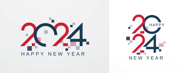 Happy new year 2024 typeface logo concept