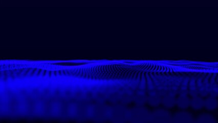 Aufkleber - Blue color abstract background with dynamic elements of waves. Dots Wave Abstract Digital Technology Background. Abstract trapcode mir white color dots wave isolated on the black background.