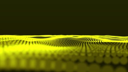 Aufkleber - close up of a yellow background, Abstract waving dots particle technology background design. Yellow color abstract background with dynamic elements of waves. Dots Wave Abstract Digital Technology 