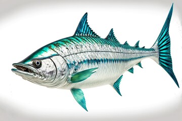 Wall Mural - Turquoise marine fish tropical fish isolated on white background, created with generative ai