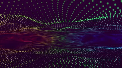 Aufkleber - abstract background with lines and dots.  Abstract trapcode form digital particle wave and lights background. 3d wave points fractal grid. 