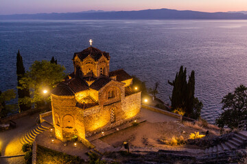 Wall Mural - Evening view of the Church of St. John at Kaneo by Ohrid lake, North Macedonia