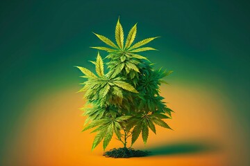 Canvas Print - Isolated cannabis bush growing, created with generative ai