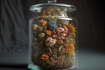 Canvas Print - Jar of marijuana and cannabis, created with generative ai