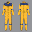 Workwear template front and back view. Men's Coveralls, wearpack vector illustration