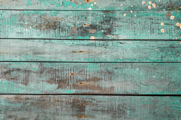 Wall Mural - Aqua green painted rustic wood background