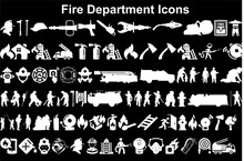 Fire Department Icons Black Vector