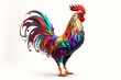 Beautiful multicolor rooster portrait isolated on white background, created with generative ai