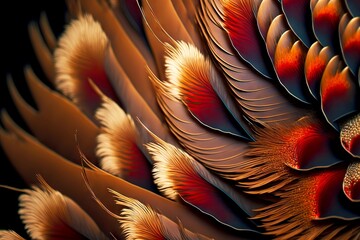 Wall Mural - Beautiful brown pet bird feathers rooster portrait, created with generative ai