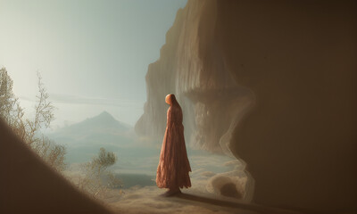 Wall Mural - The landscape of Lonely women standing.