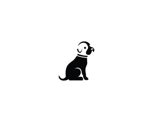 Sticker - Cute Dog Silhouette Flat Cartoon style Logo Icon Design Vector illustration.