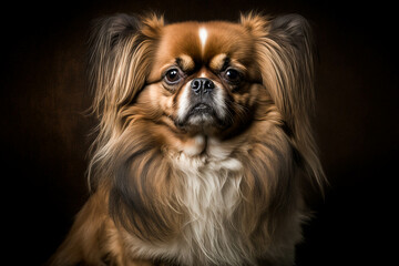 Capturing the Lively Spirit of Tibetan Spaniel Dogs: Stunning Image on Dark Background