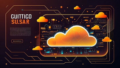 Wall Mural - Cloud Computing Website. Webpage, Homepage, Advertisement, High Quality, Modern, Banner, Attractive.