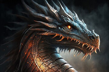 Wall Mural - powerful and majestic: an epic dragon illustration generative ai