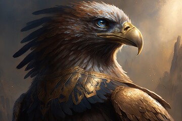 Wall Mural - prophet of the skies: a captivating classic eagle illustration generative ai