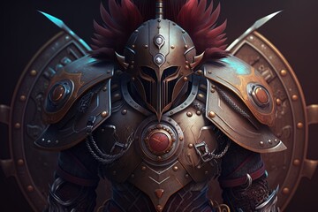 Wall Mural - Sword and Shield: A Mechanical Warrior of Grand Mystique Generative AI