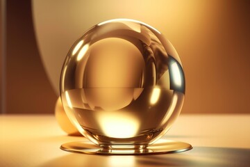 3d background rendering of round gold glass. Glass material with girly, stylish, posh, luxury gradient. AI generated