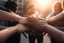 Solidarity Unite People Hands Together Community Teamwork, Generative IA