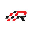© Royin - letter R and racing flag for racing and automotive logo designs