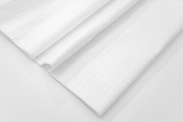 Wall Mural - White textured cotton fabrics swatches on light background.Textile Mockup. Towel	