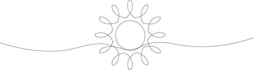 Wall Mural - continuous line sun art. single line sketch sunny summer travel concept. icon hot bright sky.