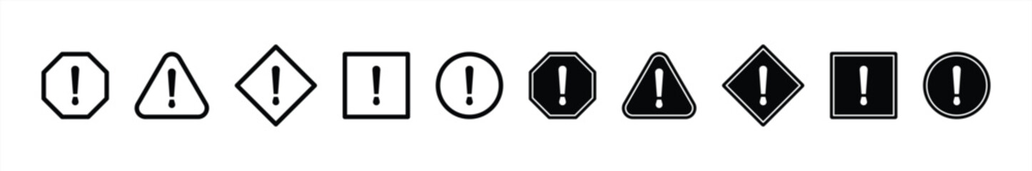 Poster - attention caution danger icon set. exclamation mark icon. warning icon sign symbol collections, vector illustration