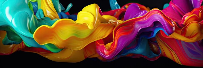 Wall Mural - colorful modern abstract flowing paint banner background (generative ai)