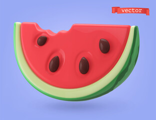 Wall Mural - Tasty watermelon 3d cartoon vector icon