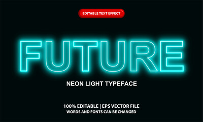 Wall Mural - Future editable text effect template, blue neon light text style effect