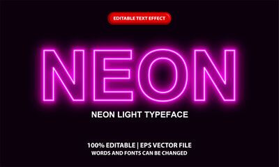Neon editable text effect template, pink neon light text style effect