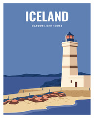 Wall Mural - Travel Poster Iceland Illustration Background. vector illustration with colored style for poster, postcard, art, print.