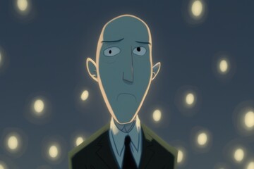 Poster - A Cartoon Of A Man In A Suit And Tie Looking At The Camera Deep Sea Trench Animation Animation Filmmaking