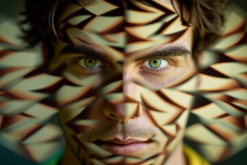 Poster - A Man With A Strange Face And A Strange Pattern On His Face Graffiti Wall Cubism Graphic Desig Generative AI 