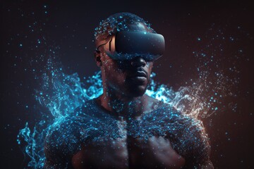 Poster - A Man Wearing A Virtual Reality Headset In Front Of A Dark Background Workshop Stereoscopic Photography Virtual Reality Generative AI 