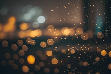 Poster - a blurry photo of rain on a window with a street light in the background city street at night night 