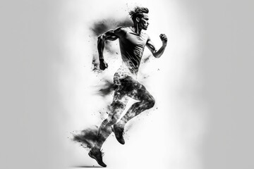 Aufkleber - A Man Running In The Air With A Lot Of Smoke Coming Out Of His Face Fitness Center Sports Photography Fitness Coaching Generative AI 