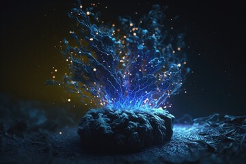 Poster - A Blue And Black Object With A Blue Light Coming Out Of It Lunar Landscape Animation Motion Graphics Generative AI 