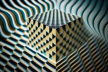 Poster - A Very Large And Colorful Object With A Very Interesting Pattern On It Deep Sea Trench Op Art Motion Graphicsai, robot, business, competition, people, human, sitting, waiting, job, humanoid, technolog