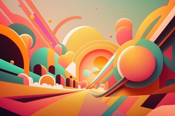 Leinwandbilder - A Colorful Abstract Painting With A Curve And A Curve Of Color Lunar Landscape Animation Motion Graphics Generative AI 