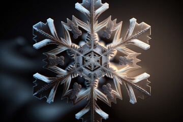 Poster - A Snowflake Is Shown In The Middle Of A Black Background Tundra Macro Photography Macro Photography Generative AI 