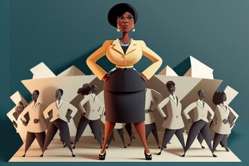 Poster - A Woman In A Business Suit Standing In Front Of A Group Of People Law Office Advertising Photography Leadership Coaching Generative AI 