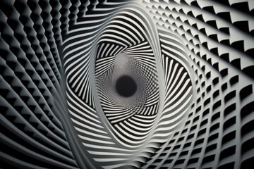 Poster - a black and white photo of a black and white spiral design art museum op art graphic desig generativ