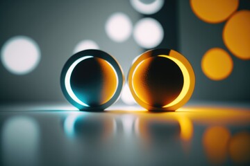 Fototapete - A Couple Of Round Objects Sitting On Top Of A Table Next To Each Other Arcade Abstract Photography Lighting Design Generative AI 