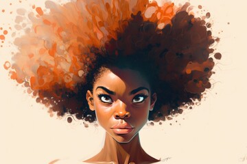 Poster - A Woman With A Weird Looking Afro With A Weird Look On Her Face Savanna Photorealism Digital Painting