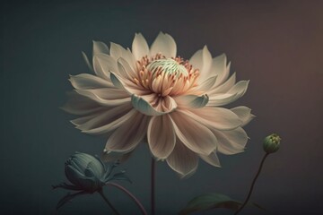 Poster - A Large White Flower With A Green Center On A Dark Background Garden Fine Art Photography Fine Art Photography Generative AI 