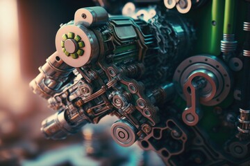 Poster - A Close Up Of A Machine With Many Gears And Gears On It Junkyard Kinetic Art Robotics Engineering