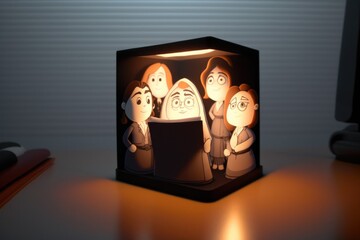 Poster - A Paper Lantern With A Family Of People Inside Of It On A Table Workshop Animation Animation Filmmaking