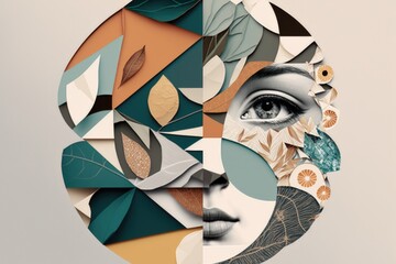 Poster - A Woman's Face With A Collage Of Leaves And Flowers Savanna Graphic Design Branding And Identity Design