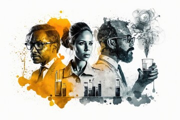 Poster - A Group Of People With Glasses And A Man Holding A Glass Newsroom Advertising Photography Science Writing