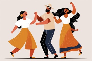 Poster - A Group Of People Dancing Together In A Circle With Their Arms In The Air Dance Studio Animation Latin American Culture Generative AI 
